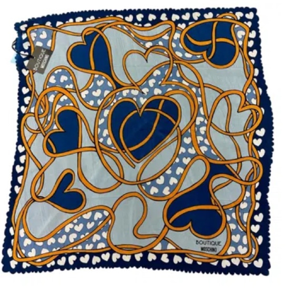 NWT Moschino Scallop Edges Scarf in 099-Blues
